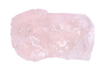 Beautiful rose quartz isolated on white. Natural gemstone