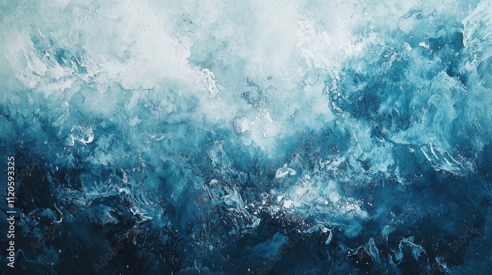 Poster A captivating blend of blue hues flows seamlessly across the canvas, resembling gentle waves of water while creating an atmosphere of serenity