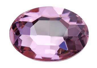 One pink shiny gemstone isolated on white