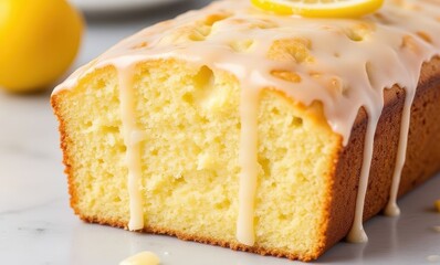 Delicious lemon loaf cake with glaze