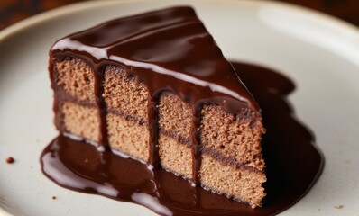 Delicious chocolate cake slice on plate