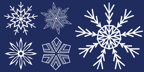 Snowflakes icon set. Snow sign. Snowflakes template. Snowflake winter. Snowflakes icons. Winter icon. Snowflake collection. Vector Illustration. Vector Graphic. EPS 10