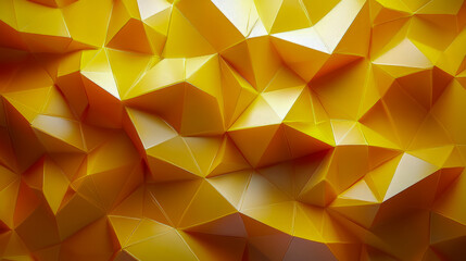Geometric abstract art with yellow and orange triangular facets