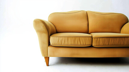 Fototapeta premium Modern Light Brown Sofa on White Background