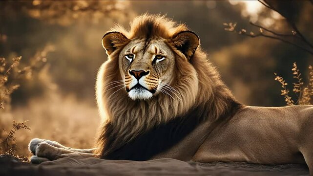 4k lion half years felino animal big cat carnivore creature danger fur furry olated white large lying male mammal mane predator studio shot whisker wild
