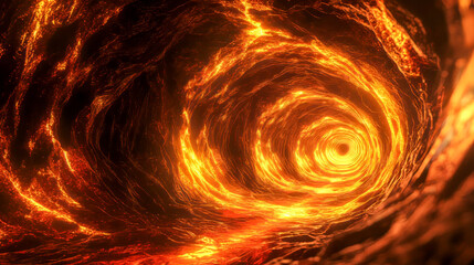 Spiral inferno: fiery tunnel of lava and glowing intensity