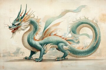 Obraz premium Dragon illustration showcasing various artistic styles and detailed craftsmanship