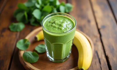 Refreshing green smoothie with bananas