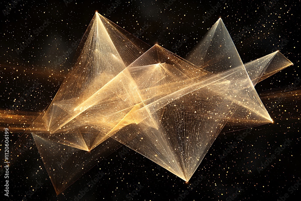 Wall mural abstract motion with geometric lines glowing and crossing each other in space