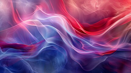 Fototapeta premium Abstract Swirling Red, Blue, and Purple Smoke or Fabric Waves
