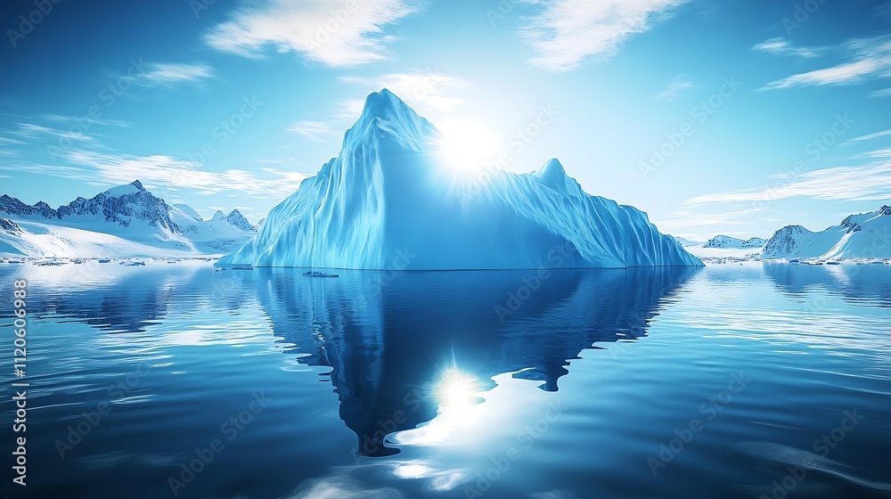 Aufkleber Majestic Iceberg Floating in Pristine Arctic Waters Under Bright Sunlight : Generative AI