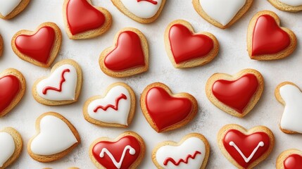 Heart-Shaped Cookies with Colorful Icing for Celebratory Occasions