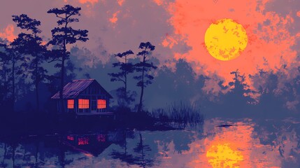 Mythical landscape of Japan featuring dreamlike forests and sacred symbols, perfect for traditional meets fantasy artwork.