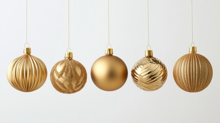 Elegant golden christmas ornaments display