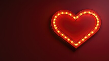 Bright Red Heart Shaped Neon Sign on Dark Background