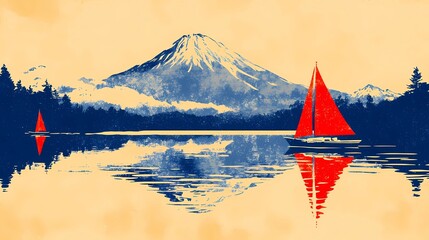 Mythical landscape of Japan featuring dreamlike forests and sacred symbols, perfect for traditional meets fantasy artwork.