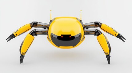 A robotic crab with a sleek yellow design and mechanical limbs.