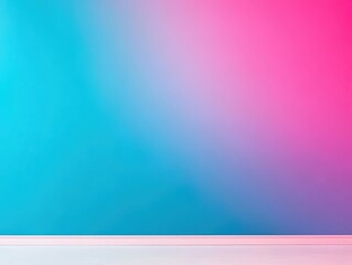Fototapeta premium Gradientcolored wall transitioning from deep blue to pink, soft focus, modern abstract style