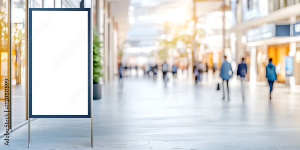 Aufkleber bright multipurpose shopping center with empty white signboard : generative ai