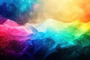 Ethereal cosmic waves undulating in a vivid color spectrum, framed by shimmering constellations, in a watercolor style