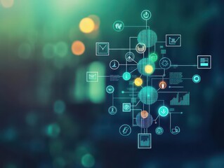 Obraz premium Digital dashboard growing like a vine, icons blooming into meaningful data visualizations ar 11