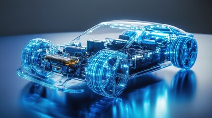 Futuristic semi-transparent electric car design