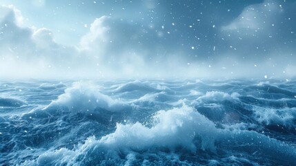 Fototapeta premium Dramatic Winter Storm over Frozen Lake Landscape