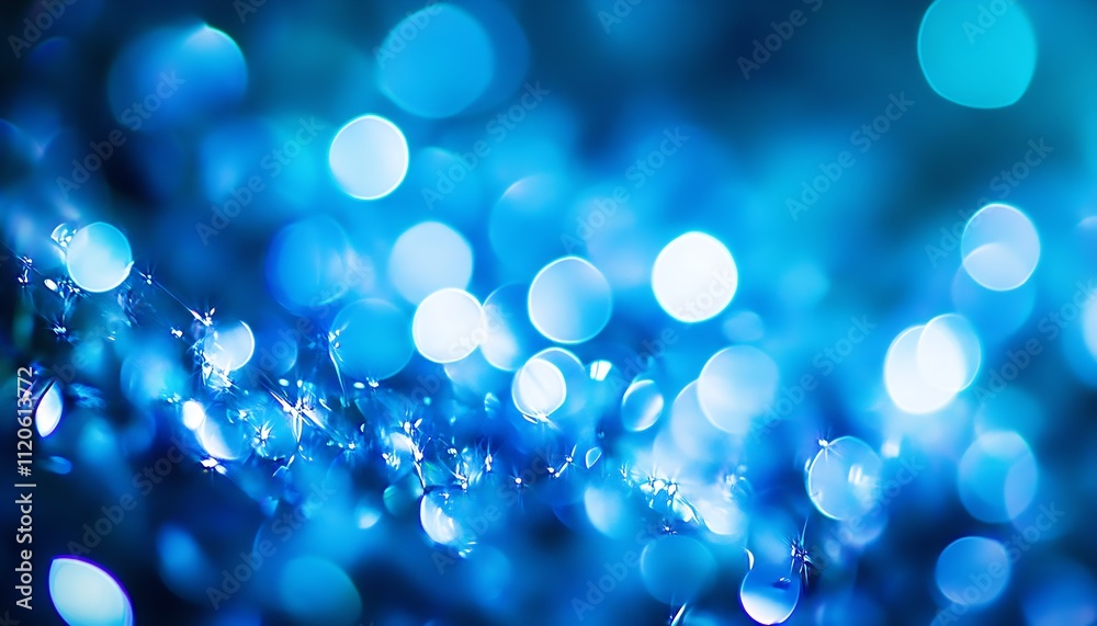 Poster vibrant abstract blue bokeh lights enhancing a serene and enchanting scene : generative ai