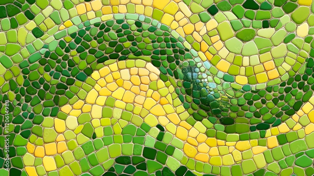 Leinwandbilder vibrant mosaic in green and yellow tones creating abstract wave pattern : generative ai