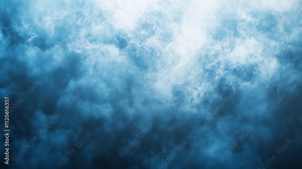 Poster abstract blue and white smoke clouds in a tranquil flow : generative ai