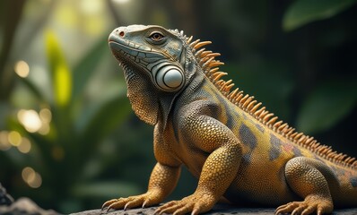 Colorful lizard basking in the sunlight