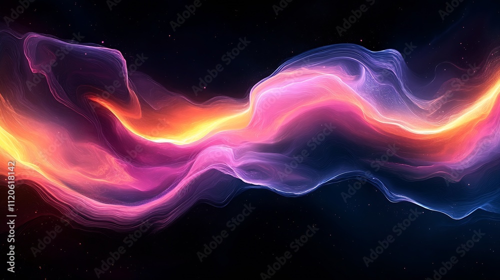 Poster Colorful cosmic wave pattern intertwining in a flowing elegant dance across the stars : Generative AI