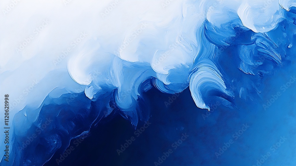 Aufkleber ethereal blue and white abstract waves tranquil ocean inspired background art : generative ai