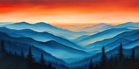 Obraz premium Serene mountain sunrise with vibrant colors