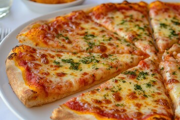 Thin Crust Pizza Slices with Herbs and Garlic Oil