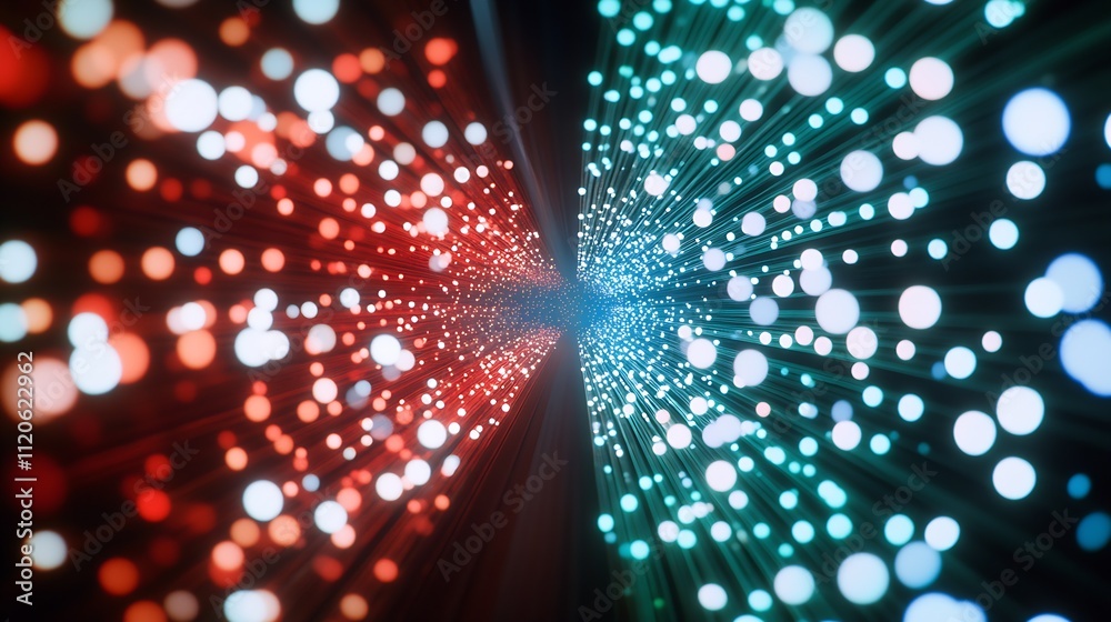 Aufkleber dynamic digital light tunnel in vibrant red and blue colors : generative ai