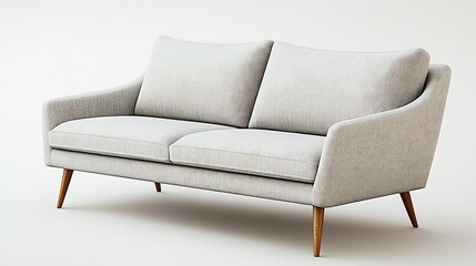 Elegant Contemporary Gray Sofa with Chic Upholstery and Sleek Wooden Supports : Generative AI