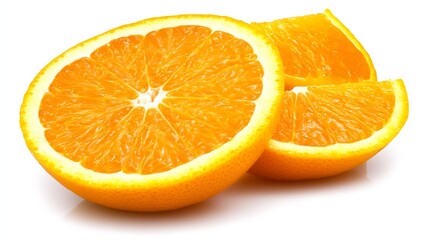 Fototapeta premium Fresh Juicy Orange Slices Isolated on White Background Perfect for Healthy Eating Concepts : Generative AI