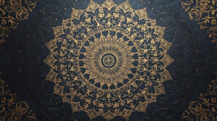 Arabian ornamental wallpaper, dark background with delicate golden filigree, detailed patterns, subtle luxury