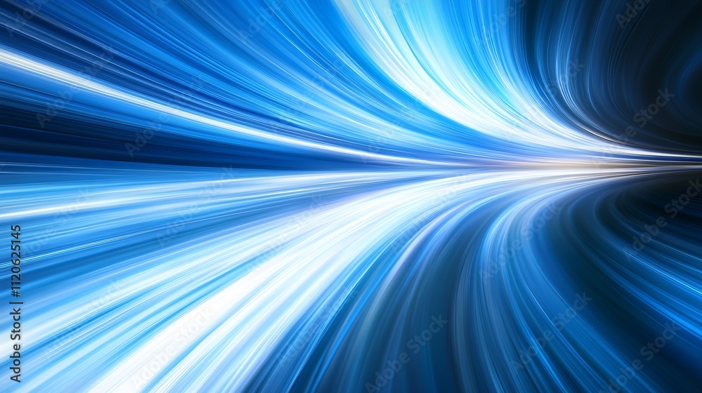 Poster Dynamic Blue Light Trails Creating a Sense of Speed and Motion in a Futuristic Digital Space : Generative AI