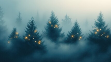 Fototapeta premium Tranquil winter landscape with golden lights