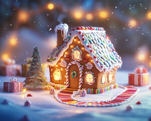 christmas house in the night