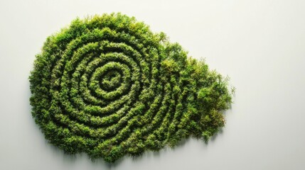 Vibrant moss fingerprint on white background