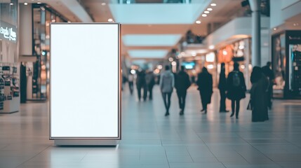 Stylish Shopping Mall Corridor Featuring an Empty Digital Ad Panel : Generative AI