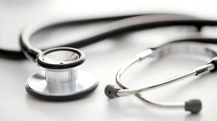 Silver Stethoscope on White Background Symbolizing Healthcare and Medicine : Generative AI