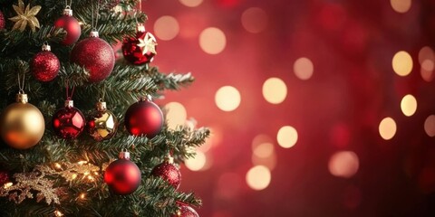 Obraz premium Elegant christmas tree with red and gold ornaments