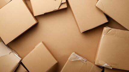 Arranged Overlapping Cardboard Boxes for Shipping and Packaging : Generative AI