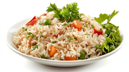 Flavorful Vegetable Fried Rice with Fresh Herbs and Colorful Peppers : Generative AI