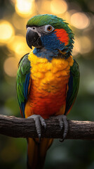 Obraz premium Vibrant Parrot Perched on a Tree Branch