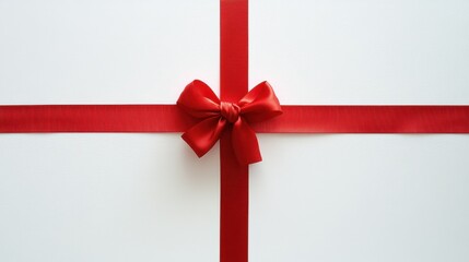 Elegant red ribbon cross on white background